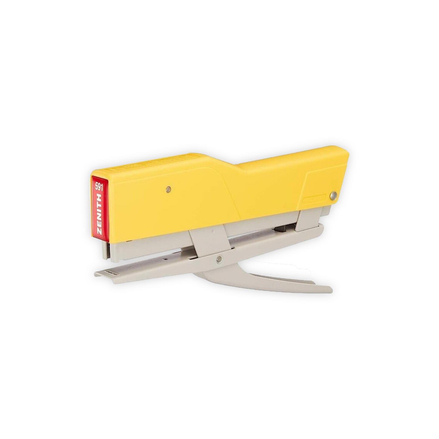 A mechanical stapler with ZENITH embedded on the front end. This model has a yellow finish.