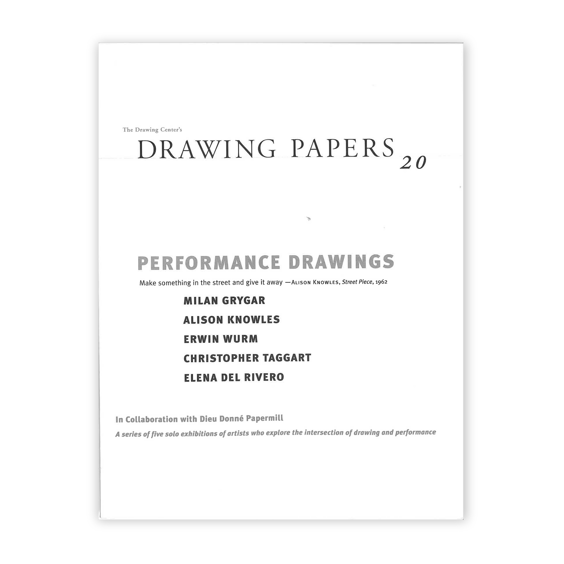 Front cover for "Performance Drawings"