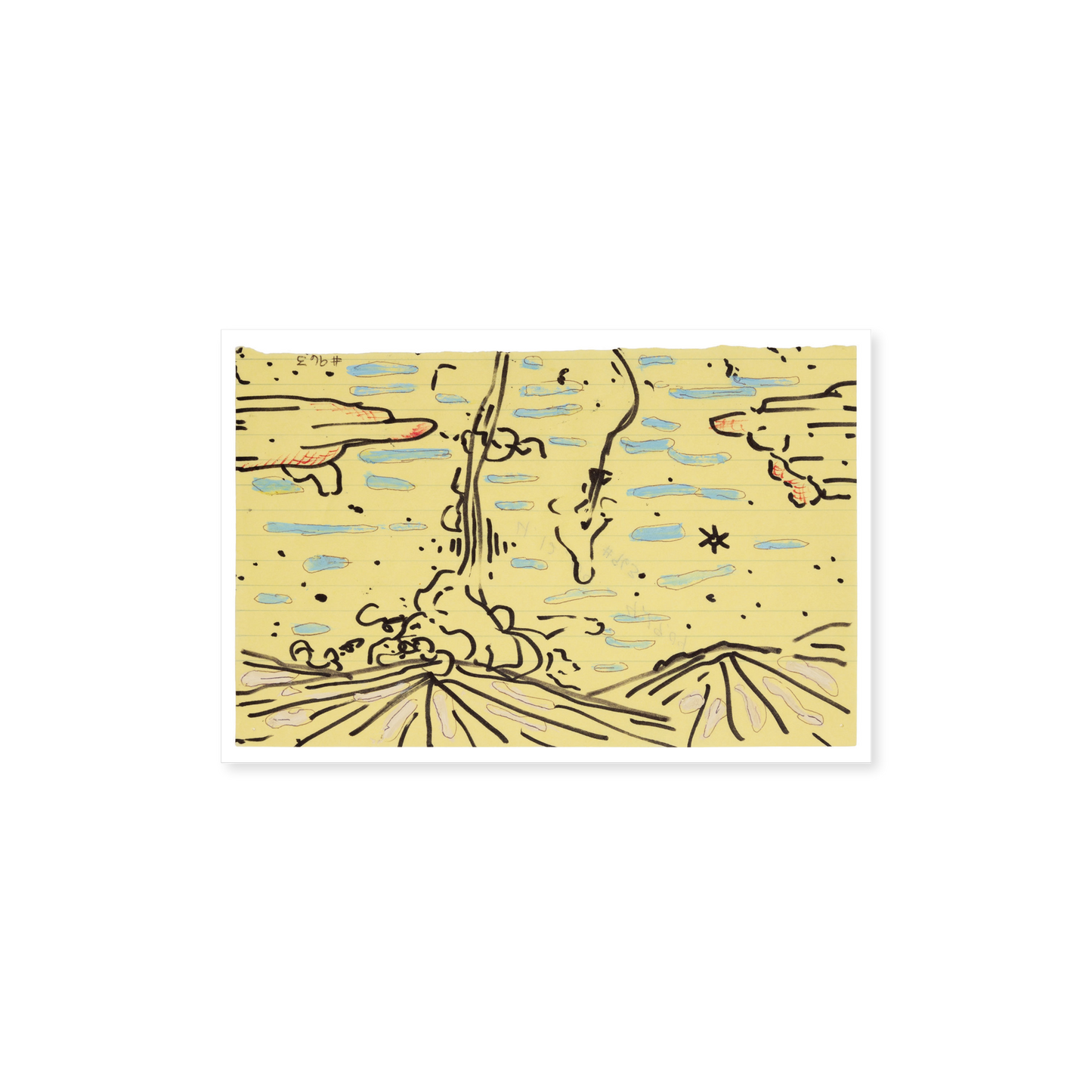 Pope.L Postcard - Failure Drawing #963, 4.12.04, 4.19.04, Black Marker Rocket, Legal Paper, 2004