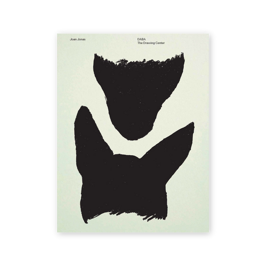 Two veritcally placed, roughly sketched dog heads in black at the center of an off-white background. Small text is printed at the top of the image.